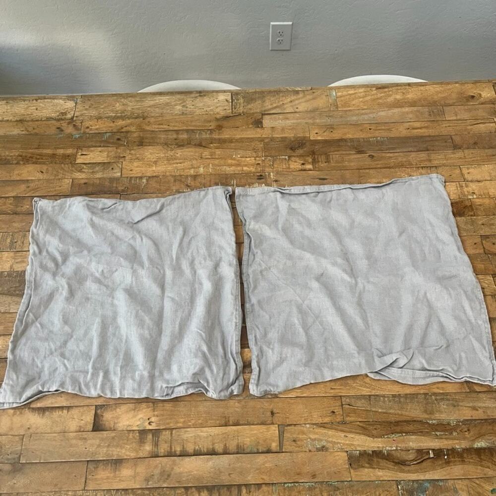 H&M Home Linen Pillowcase Pair Neutral Beige Color 20x20